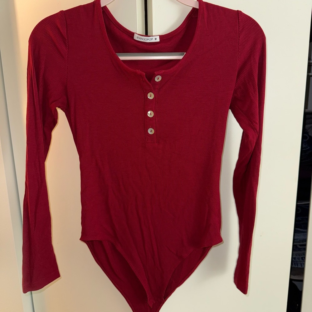 Wild Fable Cherry Red Button-Up Bodysuit